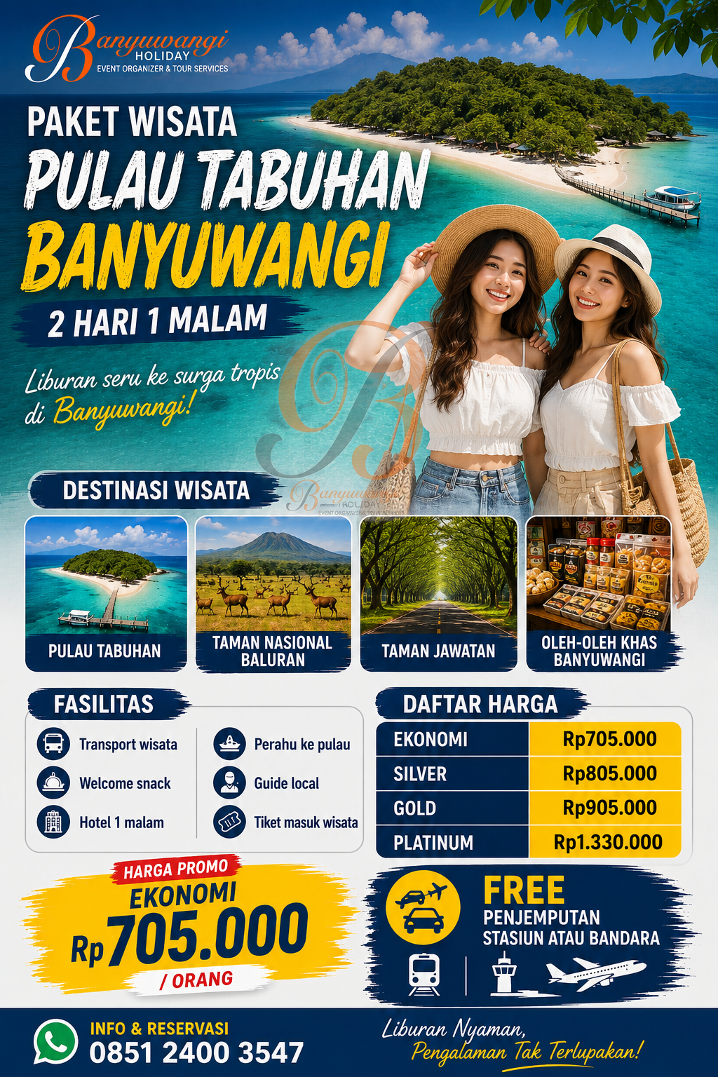 flayer paket wisata pulau tabuhan 2h1m